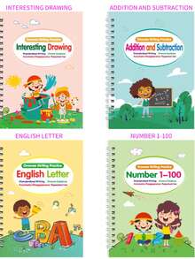 Nuevo cuaderno de caligrafía mágica con surcos, libro de práctica de caligrafía para niños con surcos, libros educativos de práctica de escritura a mano con encuadernación espiral y papel de cartón resistente - Multicolor - Ver 13