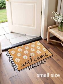 1pc White Daisy Welcome Pattern Doormat, Farmhouse Style Indoor Outdoor Non-Slip Mat, Machine Washable Polyester Fiber Rug For Kitchen, Dining Room, Hallway, Bathroom, Bedroom, Outdoor, Entryway, Home Decor, Suitable For All Seasons - 1PC - View 8