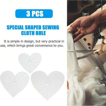 3pcs Acrylic Heart Quilting Stencils - Precision Sewing Templates For DIY Crafts, Dressmaking & Patchwork