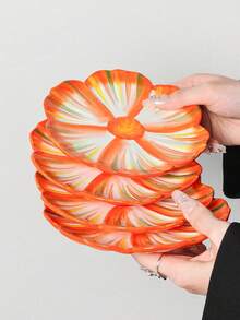 4pcs Colorful Petal Ceramic Plates, Elegant Dessert Plates, Suitable For Steak, Desserts, Afternoon Tea, Weddings, Parties, Gifts - Multicolor - View 18