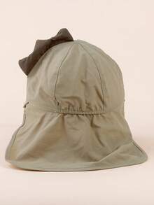 1件装幼儿/婴儿卡通熊印花防晒帽斗篷，男女通用沙滩遮阳渔夫帽，适合春、夏、秋季 - 1PC - 查看 5