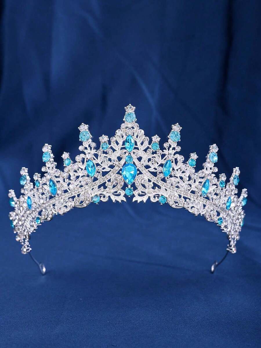 1pc Luxurious Purple Red Semicircular Crown Diamond Jewelry Wedding Beautiful Bride Party Ladies Crown Royal Tiaras - Multicolor - View 1