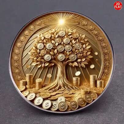 1pc 2D Flat Fortune Tree, Stainless Steel Badge, Unique Design, Time Gem, Lightweight & Portable, Suitable For Clothing, Gifts, Souvenirs And Special Occasions, Casual Accessory | Elegant Badge Design | Durable Metal Brooch