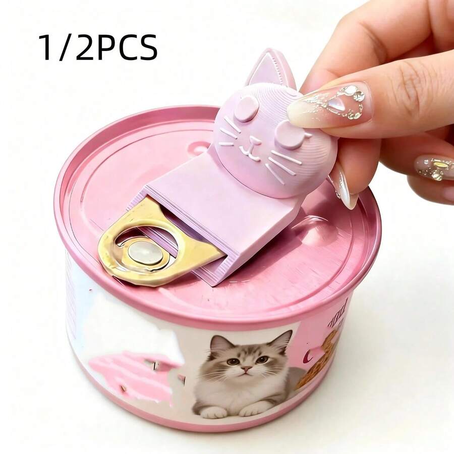 1pc/2pcs Handheld Can Opener With Non‑Slip Grip | Durable Plastic Kitchen Tool, Easy To Clean & Ideal For Pet Cans & Food Cans