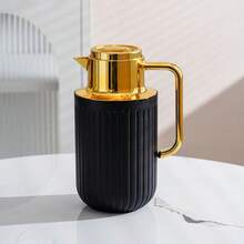 1pc 1000ml/33.8oz Vacuum Insulated Bottle, Minimalist Gold-Plated Design, Push-Button Spout, Glass Liner, Suitable For Coffee, Essential For Back To School - Multicolor - View 15