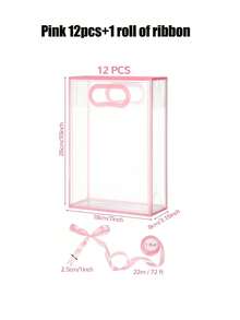 12/1pc Transparent Gift Bags With Ribbons, Suitable For Baby Shower, Graduation, Wedding, Bridal Party, Birthday Party, Business Occasions, With Cut-Out Handles, Reusable PP Material, 7x10x3.15 Inches Gender Disclosure Party Gift Bag (Blue And ) ﻿ - Multicolor - View 12