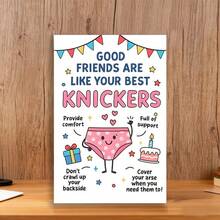 1张搞笑“好朋友就像你最好的内裤”生日贺卡，可爱卡通内裤设计，附赠红色信封，送给闺蜜/死党的理想礼物 - 18*13cm - 查看 4