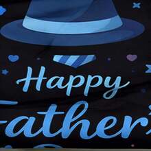 1pc Father's Day Apron With "Happy Father's Day" Text And Blue Hat & Tie Pattern Design, Suitable Gift For Dad Men Cooking, Baking, Grilling - A - View 4