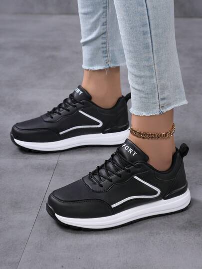 2026 New Plus Size Women's Casual Lightweight Sports Shoes, Women's Low-Top Casual Shoes, Women's Running Shoes, Women's Black Shoes, Women's Black Work Shoes, Women's Jogging Shoes, Women's Road Running Shoes, Women's Walking Shoes, Women's Black Shoes, Women's Round Toe Lace-Up Travel Shoes, Women's Shoes, Women's Sneakers