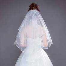 2pcs Bridal Crystal Crown & White Veil Set, Minimalist Silver Crystal Crown Veil Headpiece For Wedding, Party, Event - Multicolor - View 10