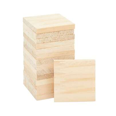 Wooden Square Cutouts For Wood Crafts - Wood Blanks For Engraving & Painting - Burning, Carving & DIY Projects - 2 X 2 In, 0.25 In Thick, Pack Of 15