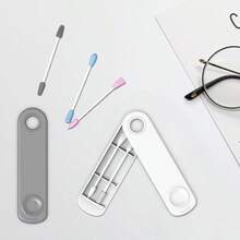 Escobillas de limpieza multifuncionales de silicona lavables, con palillo de limpieza con agujero, desmaquillante y limpiador de oídos 2 en 1, reutilizables sin desprendimiento - A - Ver 3