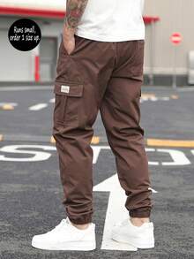 春秋新款男士多口袋宽松休闲工装裤，尺码偏小，建议选购大一码。尺码表见内。 - 咖啡棕 - 查看 4