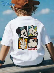 [Disney Licensing]A Short-Sleeved T-Shirt Suitable For Boys, With A Cartoon Mickey Pattern Printed On The Front. It Is Perfect For Use As A Gift For Any Festival. - White - View 3