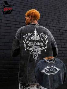 This Von Duch-Themed Washed And Distressed T-Shirt Features A Unique Design. Made From 180g 100% Cotton, This Men's Short-Sleeved T-Shirt Is Soft And Skin-Friendly, Suitable For Both Men And Women. A Perfect Gift For Chinese New Year, Valentine's Day, St. Patrick's Day, And The World Cup, It Embodies Modern Aesthetics, Creating A Natural, Stylish, And Cool Y2K Style – Simple Yet Creative. This Men's Casual Sports T-Shirt Is An Essential Short-Sleeved Item For Spring And Summer. Affordable And Comfortable, It Makes A Perfect Gift For Men. Whether For Everyday Wear, Outdoor Activities, Or Street Style, It's An Ideal Choice For Sportswear. - màu đen - Xem 1