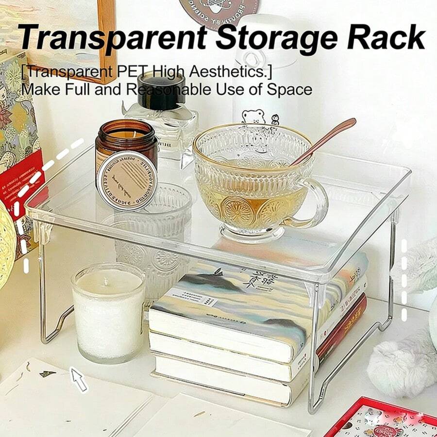 Versatile Acrylic Organizer - Clear, Foldable Shelf For Bathroom, Kitchen & Office | Space-Saving Cup & Cosmetic Holder - Multicolor - View 1