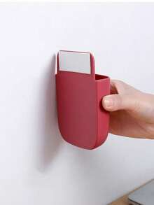 1pc Wall-Mounted Remote Control Storage Box, TV/AC/Bedside Phone Charging Holder, Office Pen & Notebook Organizer - Multicolor - View 6