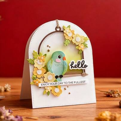 1pc Creative Flower & Bird Metal Cutting Die, Ideal For Scrapbooking And Embossing, Perfect Decorative Accessory For Handmade Greeting Cards