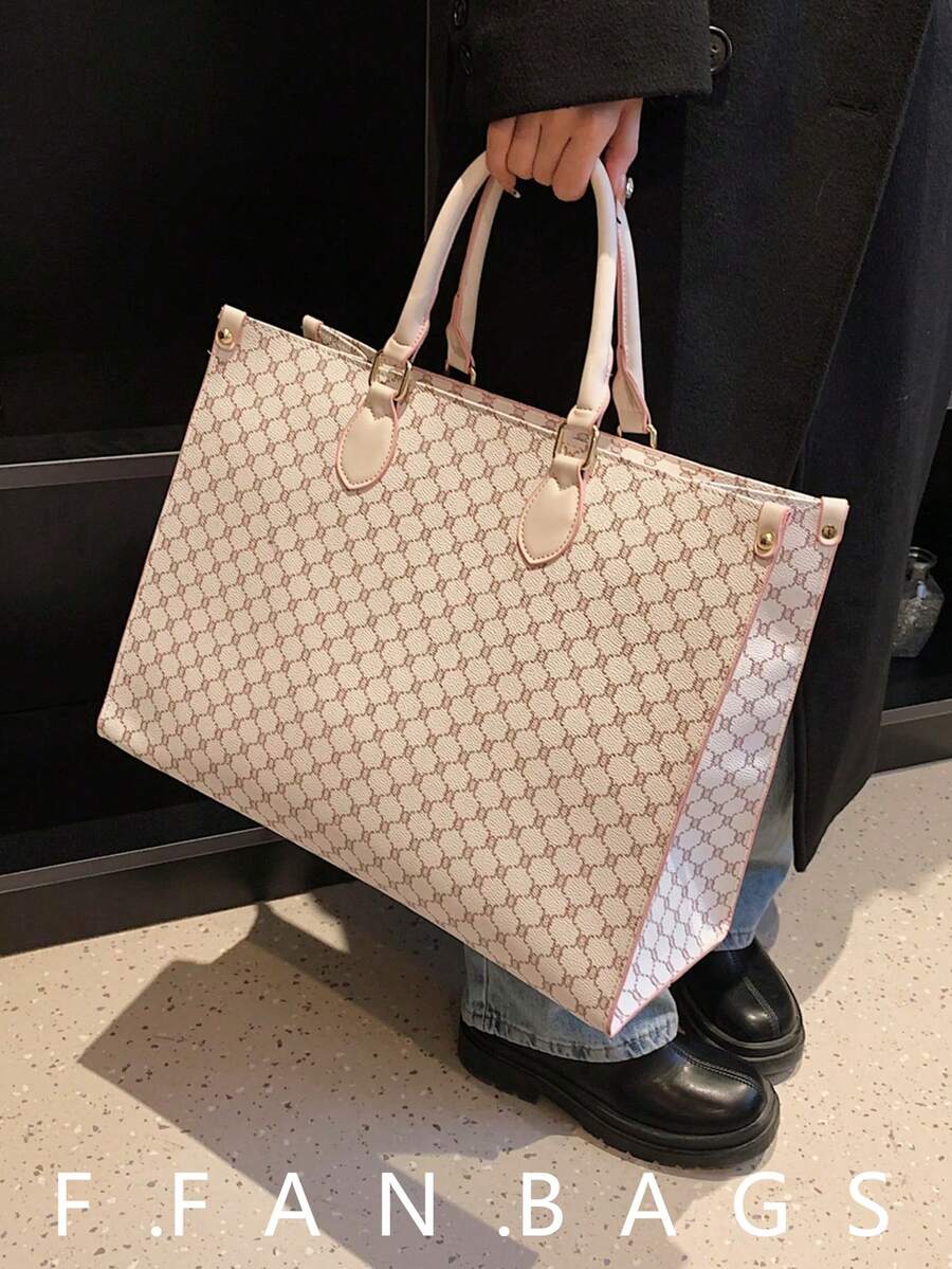 Bolso de viaje y compras de moda impreso para otoño/invierno, extra grande, estilo vintage, bolso de hombro vintage, bolso y cartera de moda para mujer - Blanco - Ver 1