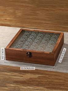 1pc Handmade Vintage Wooden Glass Door Cabinet, Suitable For Storing Cosmetics And Miscellaneous Items, Vintage Wooden Jewelry Storage Box, Desktop Makeup Box, Gift For Women - Multicolor - View 19