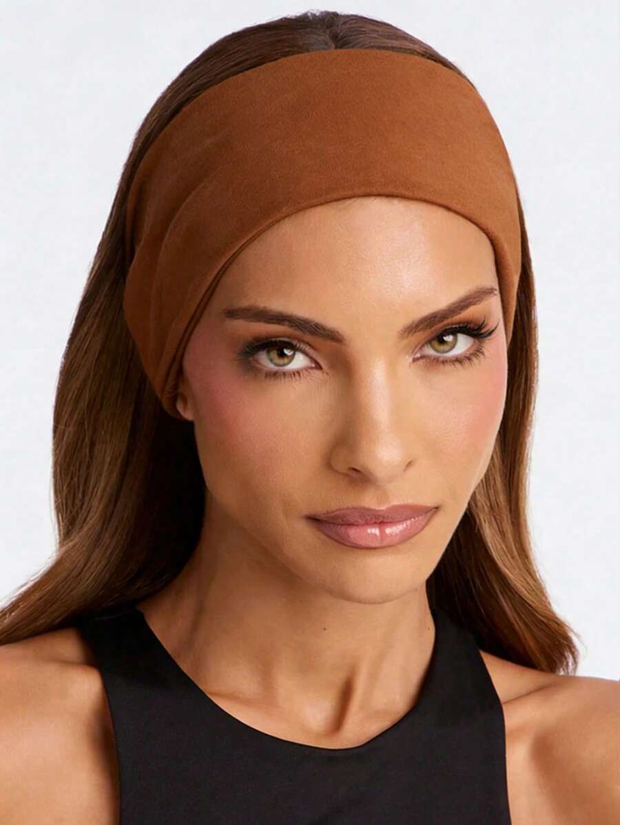 1条波西米亚风运动瑜伽头带，吸汗弹力柔软头巾，男女通用，适合洗脸、化妆、卸妆、日常佩戴、运动、瑜伽、啦啦队、舞蹈等，假日必备发饰，夏季沙滩发带 - 淺咖 - 查看 1