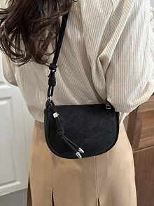 Mini Lychee Texture Crossbody Bag For Women, New Stylish Compact Daily Versatile Shoulder Bag - Black - View 2