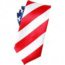 1 pieza Corbata clásica de hombre con estampado de rayas y estrellas de la bandera americana, hecha de poliéster, adecuada para usar con traje y camisa en ocasiones festivas - Multicolor - Ver 6