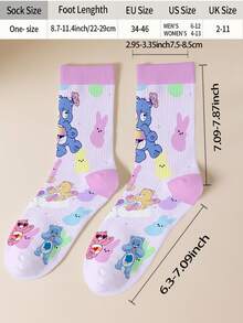 CARE BEARS 1双爱心熊女士个性化袜子，360度数码印花，图案包括可爱的快乐熊、许愿熊、爱心熊、天使熊、生气熊等，时尚简约，适合日常穿着及毕业/生日礼物。 - 彩色 - 查看 6