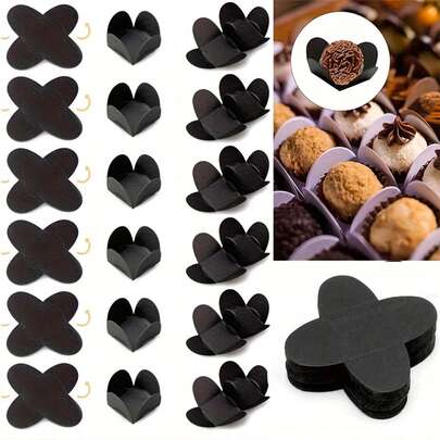 50pcs Paper Chocolate Mats, Portable Kraft Paper Baking Trays With Stable Base, Candy Chocolate Holder For Birthday Party, Baking Supplies For Home & Bakery