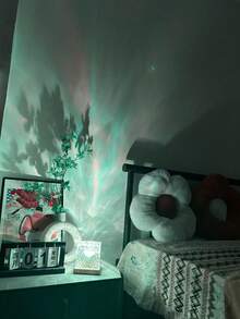 1 pieza Lámpara de ambiente con efecto de luces del norte y olas de agua, 16 colores cambiantes, control táctil y remoto, crea un ambiente romántico y acogedor, alimentada por USB, adecuada para decoración de dormitorio, sala de estar y sala de juegos, regalo perfecto para el Día de San Valentín y cumpleaños - Multicolor - Ver 4