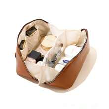 Travel Makeup Bag Large Capacity Waterproof Portable Open Flat Toiletry Bag For Women With Divider And Handle In Pink Ideal For Holiday Gifts - 如圖所示 - 查看 1