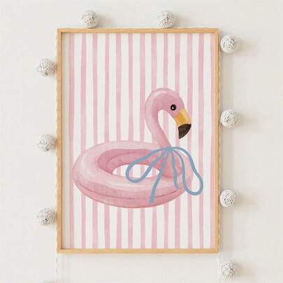 1pc Pink Flamingo Floating Pool Decor: Beach Girl Kids Room Decor, Canvas Wall Art, Fashion Girl Art, Inspirational Quote Art, Home Decor, Wall Hanging