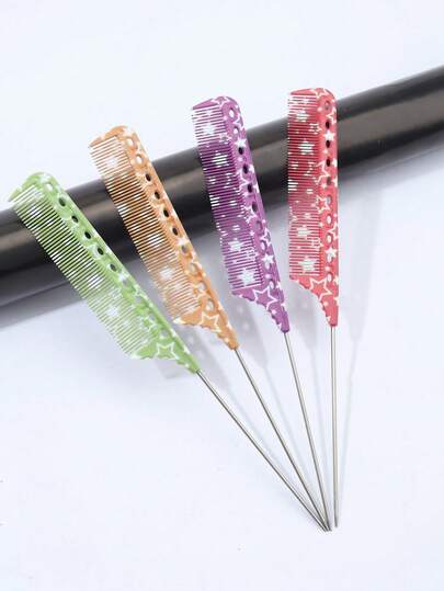 1pc Star Pattern Tail Comb - Durable Heat-Resistant Anti-Static PC Plastic, Professional Hair Styling Steel Pin Tail Comb For All Hairstyles - Portable Design, Ideal Women'S Gift And Hair Accessory, Hair Comb