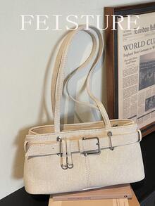 1pc FEISTURE Fashion Women's Underarm Shoulder Bag, Suitable For Daily Outing, Dating, Commuting - White - View 7