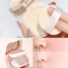 Polvo fijador para Control de aceite, ajuste de maquillaje, brillo, tono de piel, polvo fijador con espejo, polvo de maquillaje portátil compacto - Blanco marfil - Ver 2