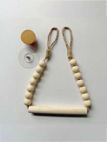 1pc Beaded Wooden Stick Roll Paper Holder Wooden Sticks Beaded Paper Towel Rack Storage Rack Homestay Decoration Nordic Wood Style Towel Rack - Multicolor - View 8
