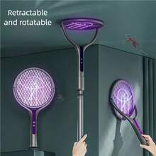 OBOVAY 6-In-1 Rechargeable Rotating Electric Mosquito Swatter With Telescopic Handle, Electric Mosquito Racket, Indoor Insect & Fly Killer, Mosquito Repellent Device, 1200mAh - Multicolor - View 2