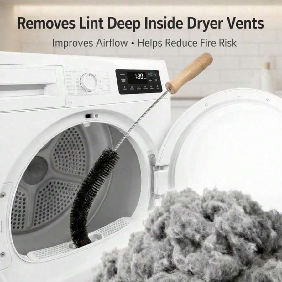 1pc Washing Machine & Dryer Vent Cleaning Brush With Long Flexible Rod & Spiral Bristles - Collects Lint, Removes Detergent Residue, Prevents Clogging, Maintains Appliance Efficiency, Ergonomic Handle Design, Sturdy Handle Structure
