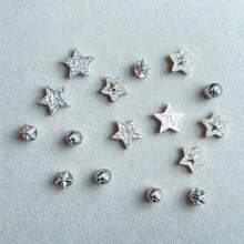 16pcs Silver Five-Pointed Star Shoe Charms, 3D Layered ABS Resin Material, Lightweight Street-Style Minimalist Punk Fashion DIY Shoe Clips, Unisex Suitable For All Seasons, Applicable To Garden Shoes - Silver - View 8