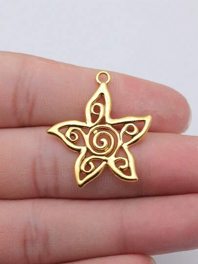 6pcs Hollow Flower Pendant Necklace Decoration, Bag Charm