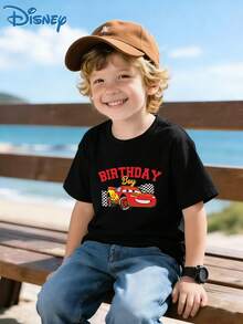 [Disney Licensing]A Short-Sleeved T-Shirt Suitable For Boys. The Front Features The Design Of Lightning McQueen From "Cars". It Is Perfect For Use As A Gift For Any Occasion. - Black - View 2