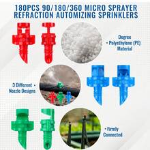 Automatic Irrigation Nozzle 90/180/360 ° Irrigation, Adjustable Drip Irrigation Nozzle, Equipped With Hole Opener, Refractive Micro Sprinkler Irrigation, Multi Angle Watering Of Garden Plants, Lawn Potted Seedlings And Vegetable Beds, Easy To Install And Durable Irrigation System Accessories. - Irrigation Kit - View 4