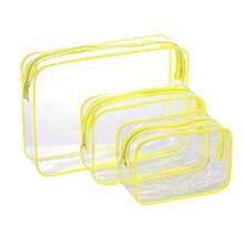 三件套透明化妆包 - 轻便多功能旅行拉链包，适用于女士洗漱用品和配件，可用作旅行收纳包、化妆包、化妆品包、旅行整理包、大容量化妆品收纳盒，可装口红、化妆刷、护肤品、手机、零钱、小物件等，适合居家、送礼、度假、节日（如万圣节、圣诞节）等场合。多功能洗漱包、旅行洗漱包、洗漱袋、淋浴袋、防水袋、收纳袋，是女士旅行必备、邮轮旅行必备、度假必备等旅行用品的理想之选。 - 黃色 - 查看 15