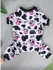 1件奶牛图案狗狗睡衣 - 可机洗，狗狗睡衣，宠物家居服，趣味宠物服装，柔软舒适宠物服饰 - 彩色 - 查看 1