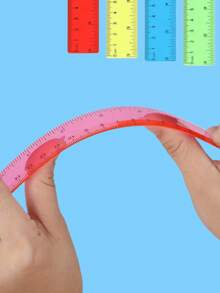 1/10pcs Transparent/Multi-Color Plastic Ruler, Various Colors, 6 Inches/15.24cm Long, Suitable For Students, School Supplies, Office And Home Use, With Inch And Centimeter Measurement Units - Rectangle - View 3