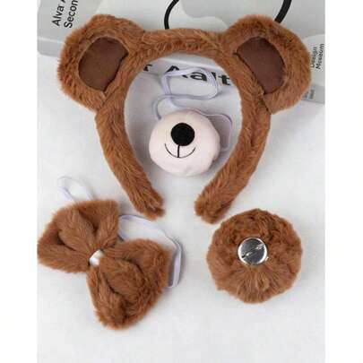 Cute Plush Bear Ear Headband, Spa Makeup Washing Face Headband, Fluffy Cartoon Animal Headband, Soft Turban Hair Accessories, Suitable For Women And Girls, Headband