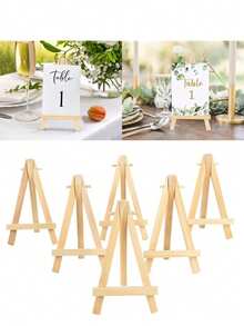 1/3pcs Wooden Easel Frames, Wedding Table Number Holders, Photo Display Stands, Crafts & Art Supplies, Home Decor, Natural Wood Tripod Easel, Display Stands For Meetings & Weddings, Business Card Holders, Painting Crafts, Mini Easel, Multifunctional Drawing Display Stand - Wood Color - View 1