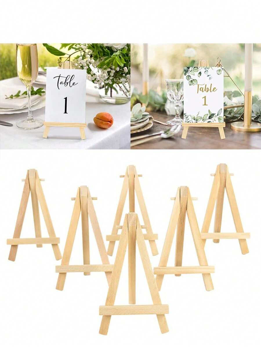 1/3pcs Wooden Easel Frames, Wedding Table Number Holders, Photo Display Stands, Crafts & Art Supplies, Home Decor, Natural Wood Tripod Easel, Display Stands For Meetings & Weddings, Business Card Holders, Painting Crafts, Mini Easel, Multifunctional Drawing Display Stand - Wood Color - View 1