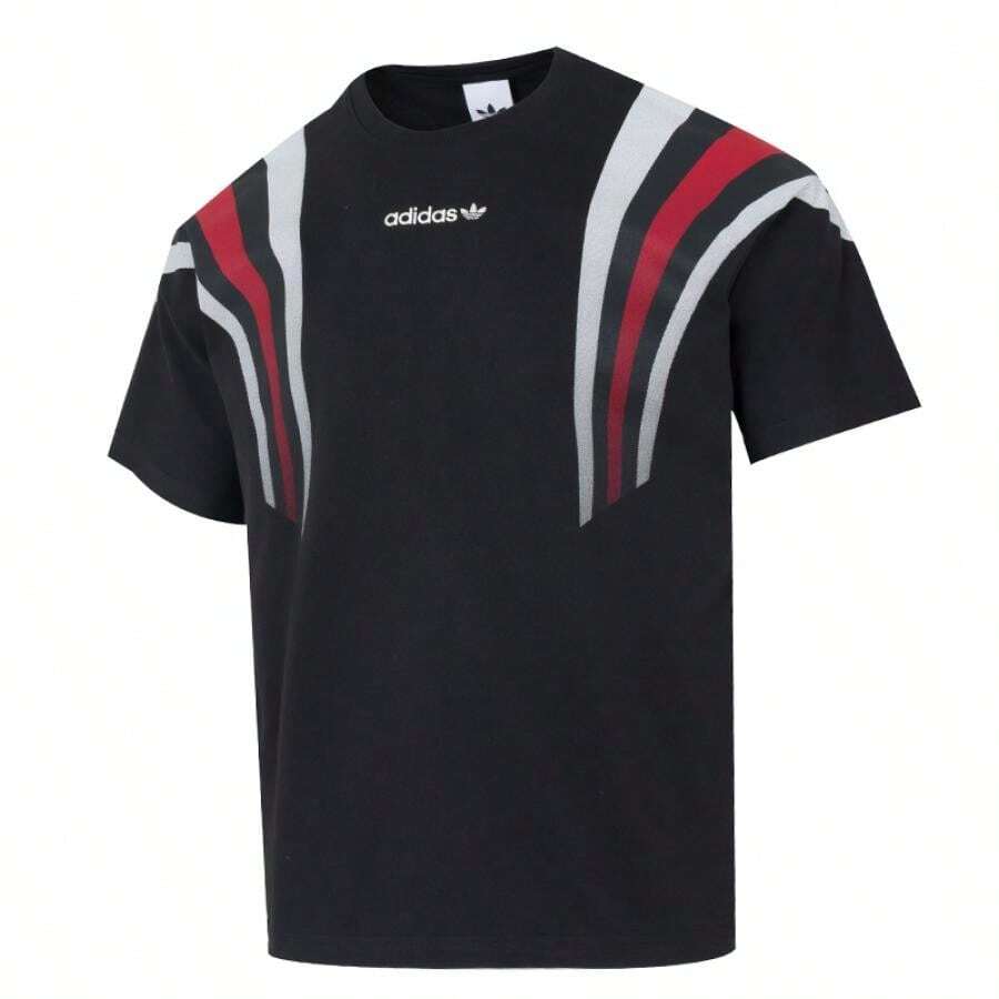 Adidas 2026春夏男士休闲舒适户外运动短袖T恤，简约设计 KW2015 - 黑色 - 查看 1