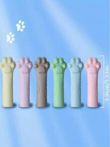 可爱猫爪造型笔筒，卡通铅笔盒，带硅胶保护套和笔帽，多功能保护套，适合编织时保护双手，适合中小学生，可爱返校用品，情人节礼物。颜色和款式随机（纯色和带白色圆点的猫爪图案，两种款式混搭）。 - 多色 - 查看 9